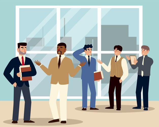 Business people team meeting group men in the office  illustration