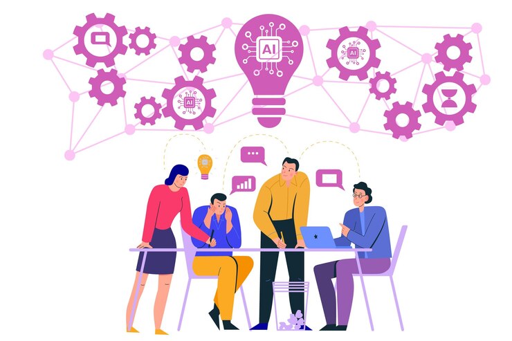 Vector business people team working meeting and brainstorming concepts vector illustration