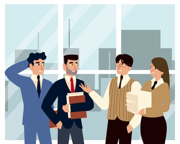 Business people teamwork cartoon character office  illustration