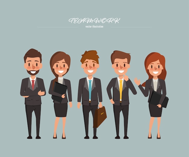 Business people teamwork cartoon character.