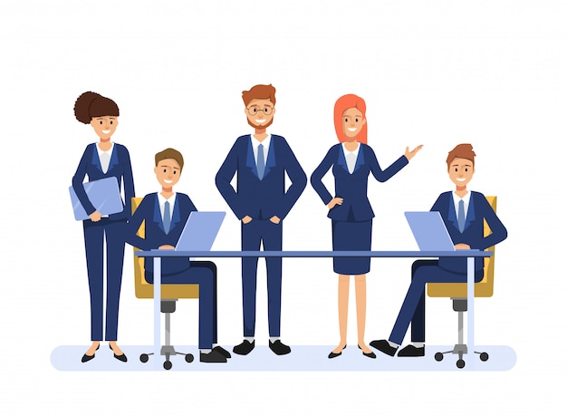 Premium Vector | Business people teamwork colleague character. animation scene people seminar community. Premium Vector | Business people teamwork colleague character. animation scene people seminar community.