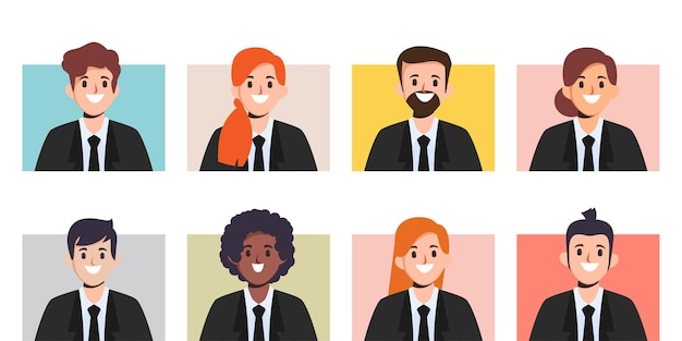 Vector business people teamwork in uniform black suit clothes