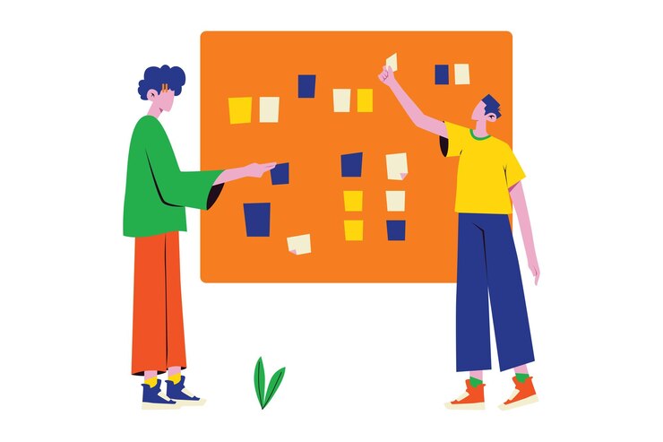 Vector business people working on task management
