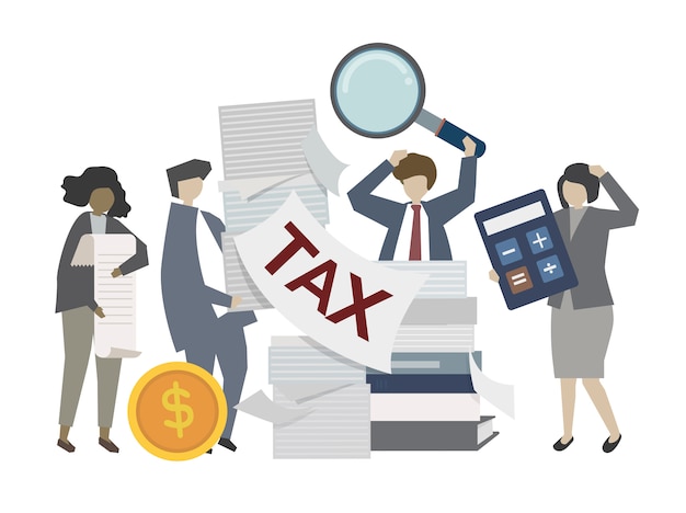 Vector business people working on tax illustration