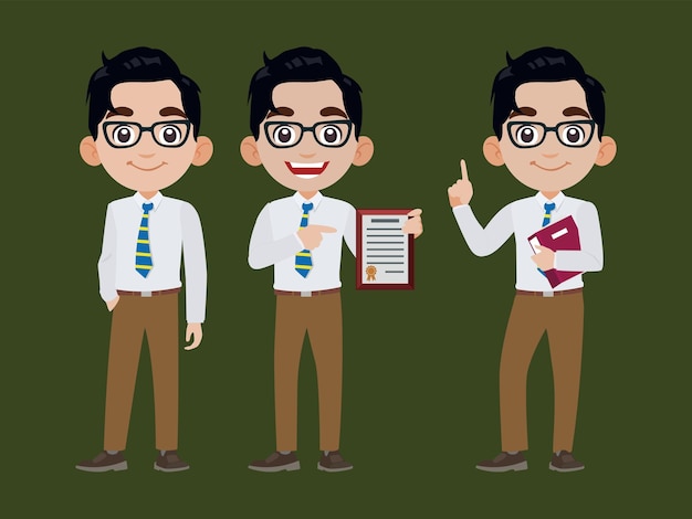 Business person in different positions set