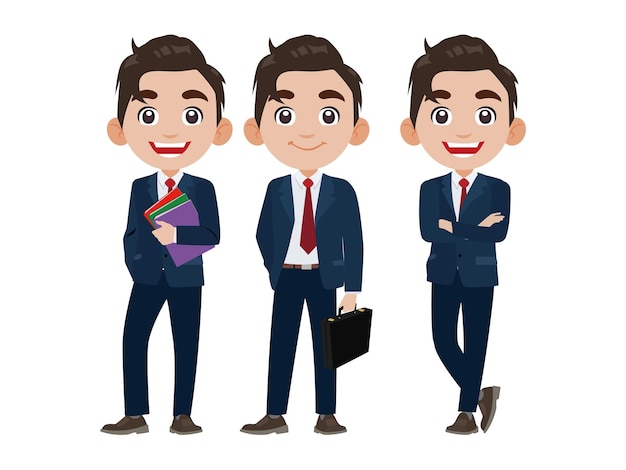 Business person in different positions set