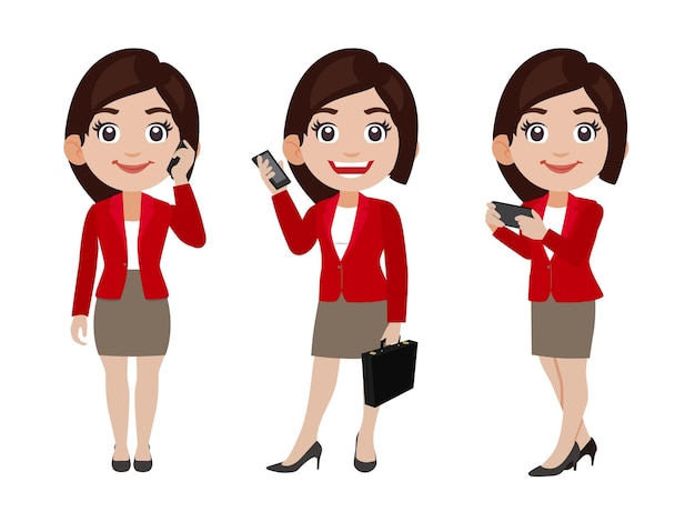 Vector business person in different positions set