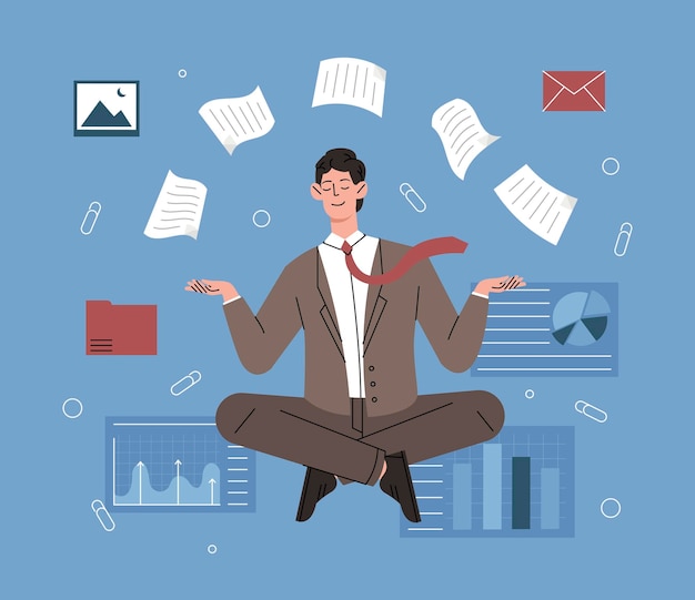 Business person meditating