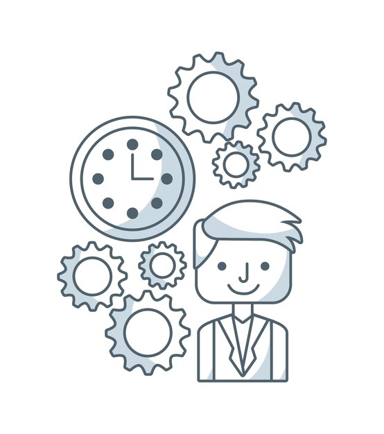 business person with set line icons