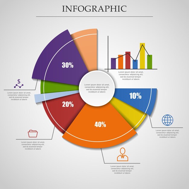 Business pie chart infographic. vector illustration