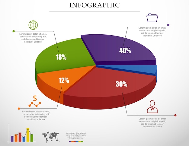 Vettore infografica grafico a torta aziendale. illustrazione vettoriale