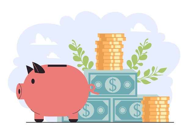 Business piggy bank money account isolated concept Vector graphic design illustration