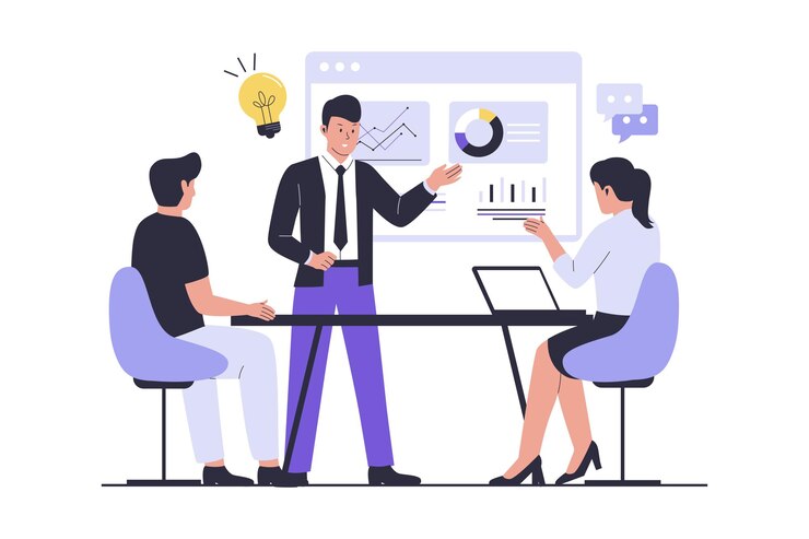 Vector business pitch illustratie concept