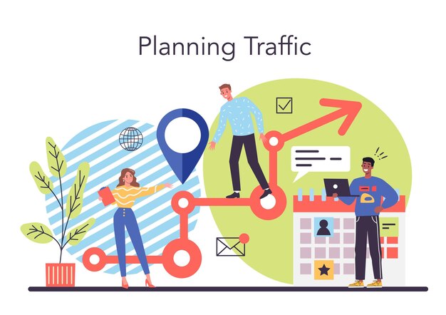 Vector business plan concept idea of business strategy setting a goal or target and following schedule financial research analysis and organization isolated flat vector illustration