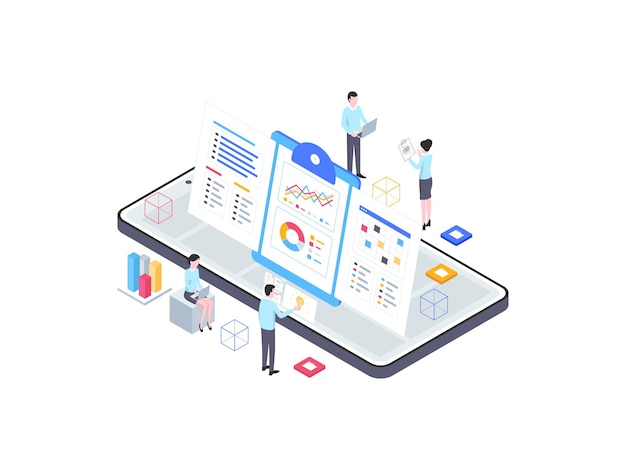 Business plan isometric illustration. suitable for mobile app, website, banner, diagrams, infographics, and other graphic assets.