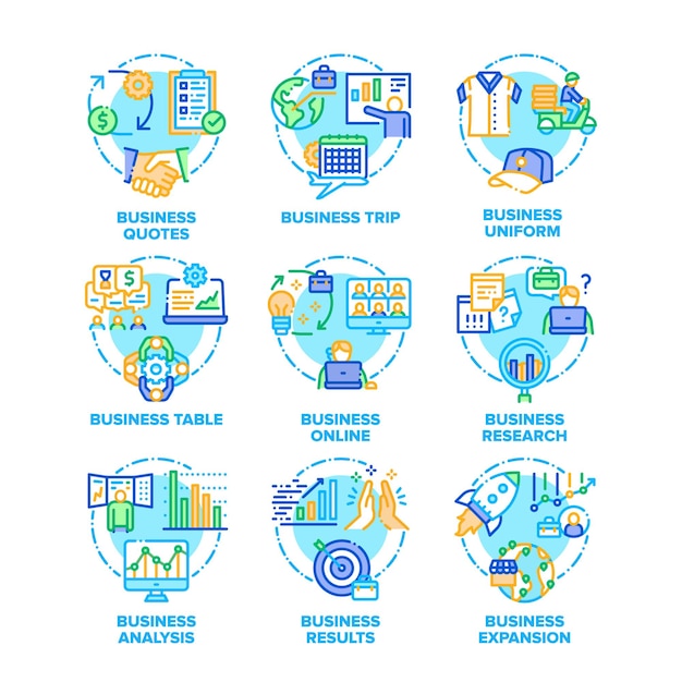 Business plan set icons