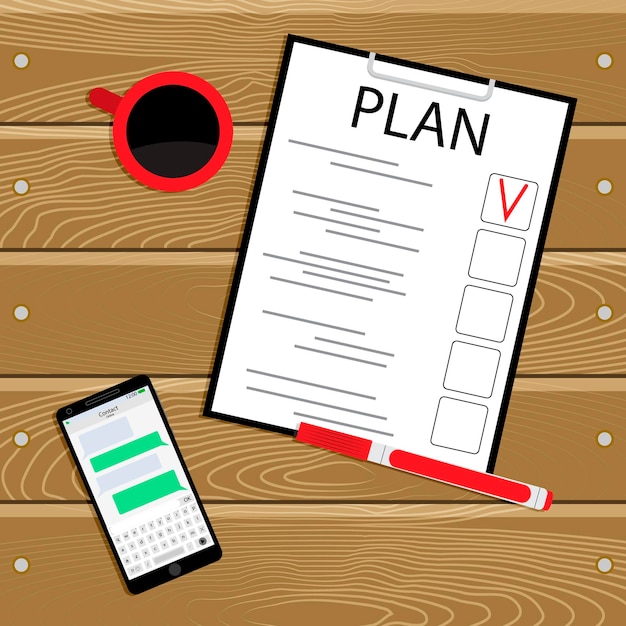 Business plan top view vector