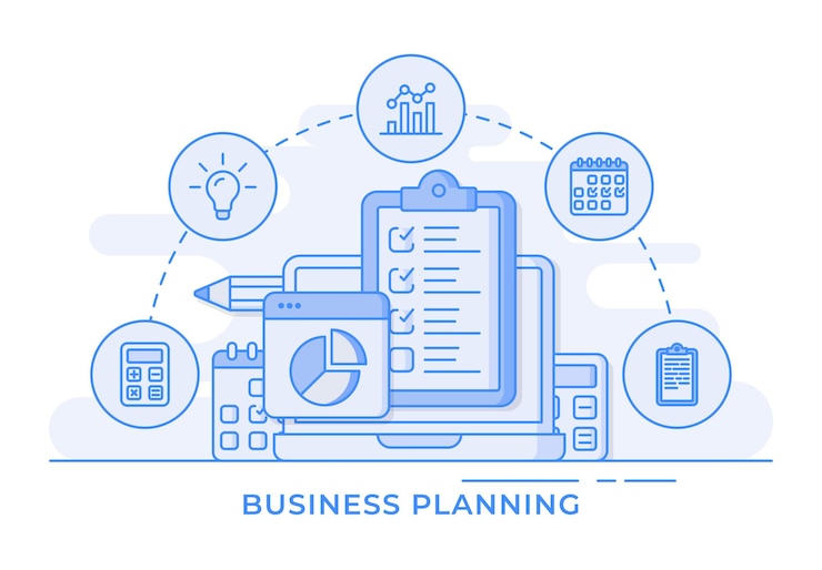 Vector business planning line illustration infographic