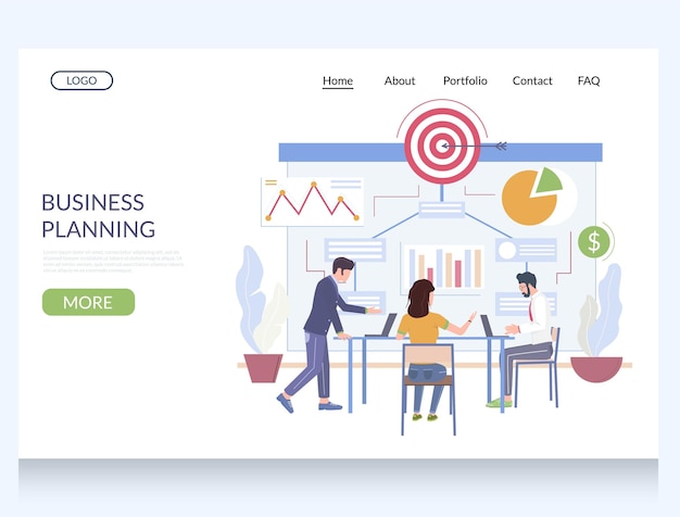 Business planning vector website landing page design template