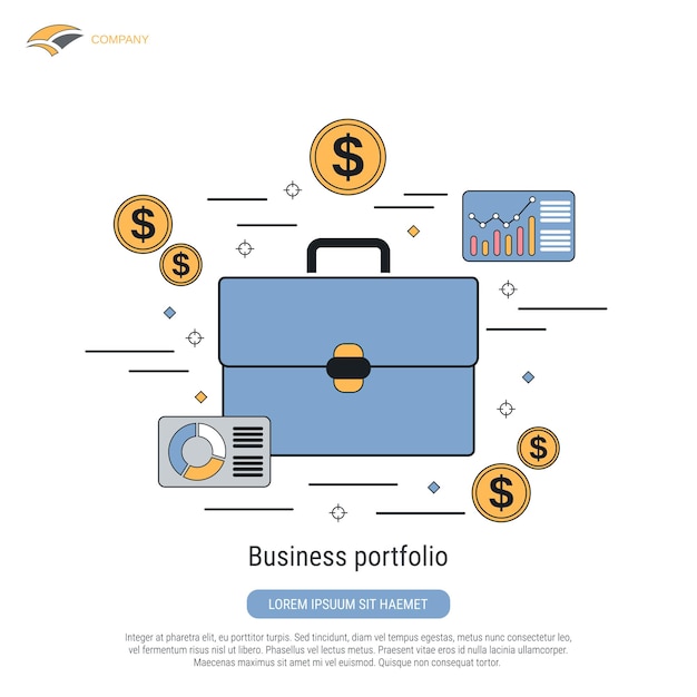 Business portfolio flat contour style vector concept