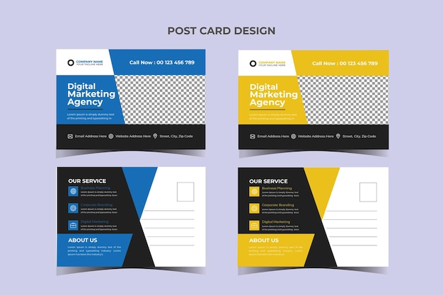 Vector business post card template design