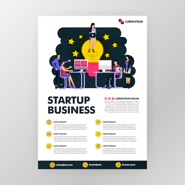 Vector business poster for startup technology industries. looking for ideas with flat cartoon illustration.