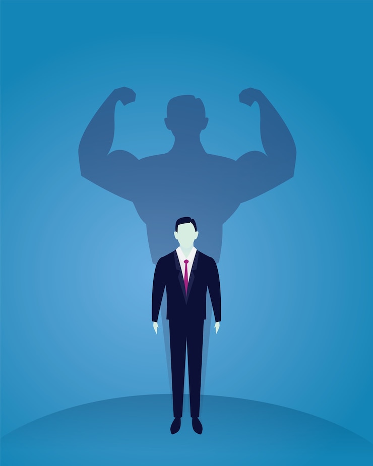 Vector business power concept. strong businessman