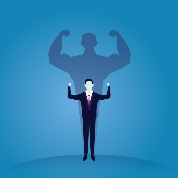 Vector business power concept. strong businessman