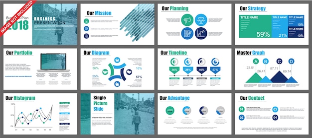 Business powerpoint-presentatie schuift sjablonen van infographic elementen.