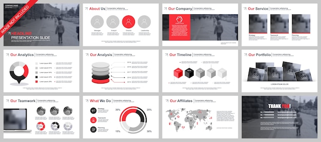 Vettore la presentazione di powerpoint in powerpoint scorre i modelli da elementi infografici.