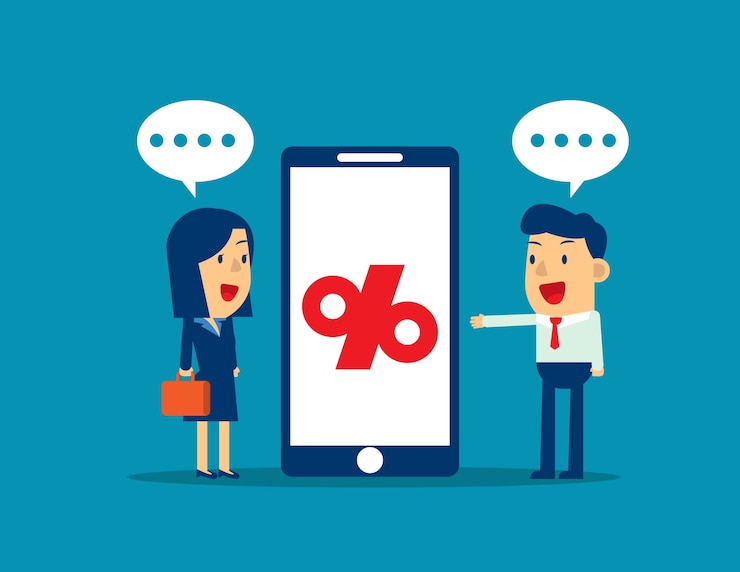 Vector business presentation beside smartphone