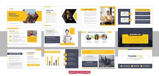 Business presentation brochure guide design or pitch deck slide template or sales guide slider templ