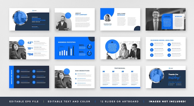 Business presentation brochure guide design or pitch deck slide template or sales guide slider