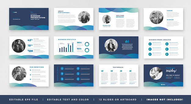 Business presentation brochure guide design or pitch deck slide template or sales guide slider