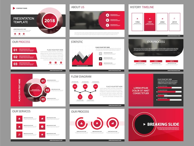 Business presentation infographic elements template set, annual report corporate horizontal brochure design template