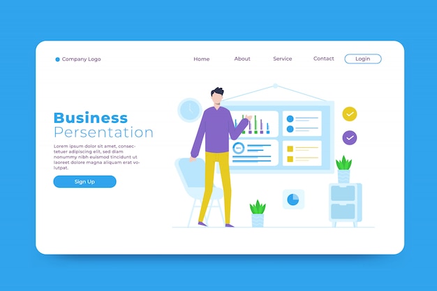 Vector business presentation landing page template