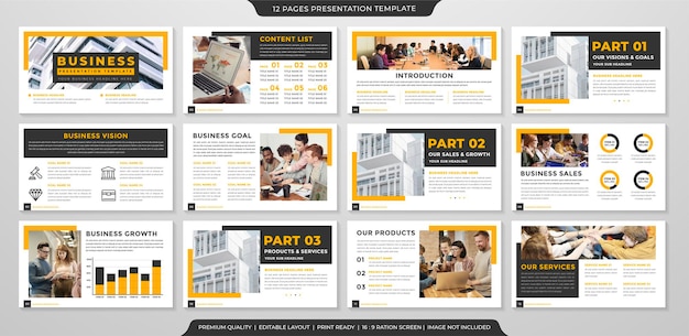 Design del modello di layout di presentazione aziendale con un concetto pulito e un uso in stile minimalista per la presentazione aziendale e il profilo aziendale