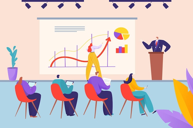business presentation at meeting illustration