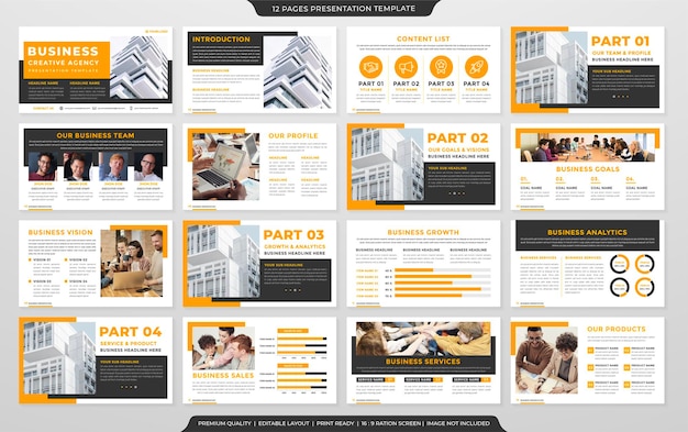 Business presentation template design with clean style and modern layout