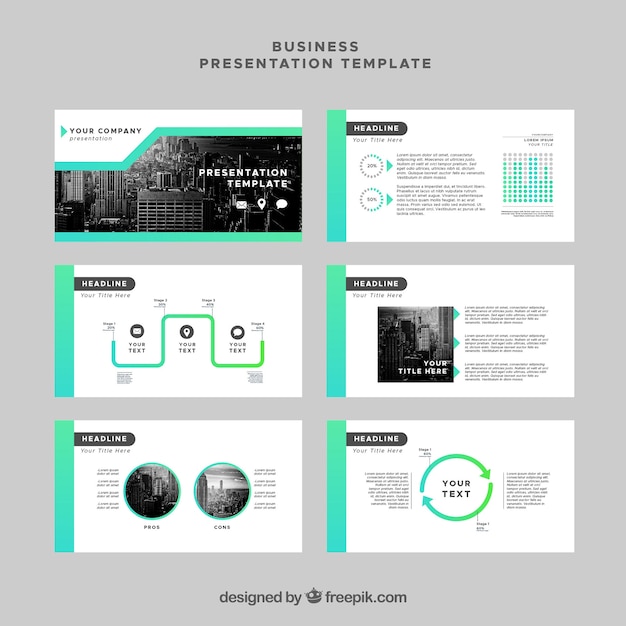 Business presentation template in flat style