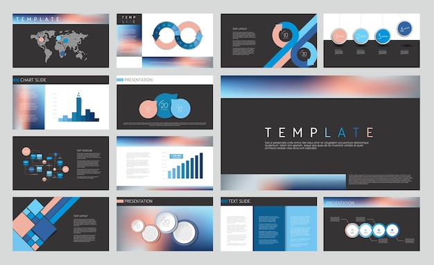 Business presentation template set Keynote Powerpoint background