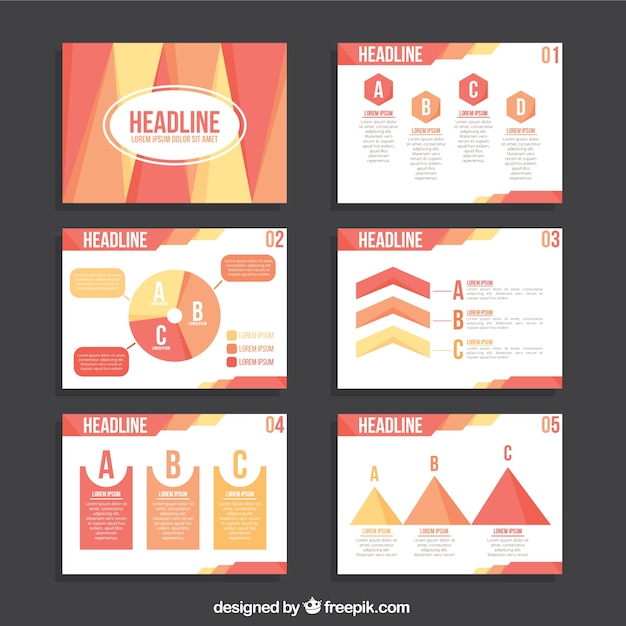 Business presentation template with infographic elements in pastel colors