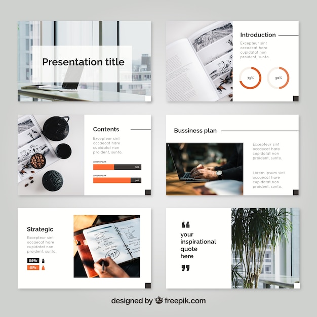 Vector business presentation template with photo