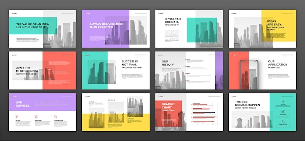 Business presentation templates set.