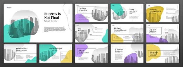 Vector business presentation templates set.