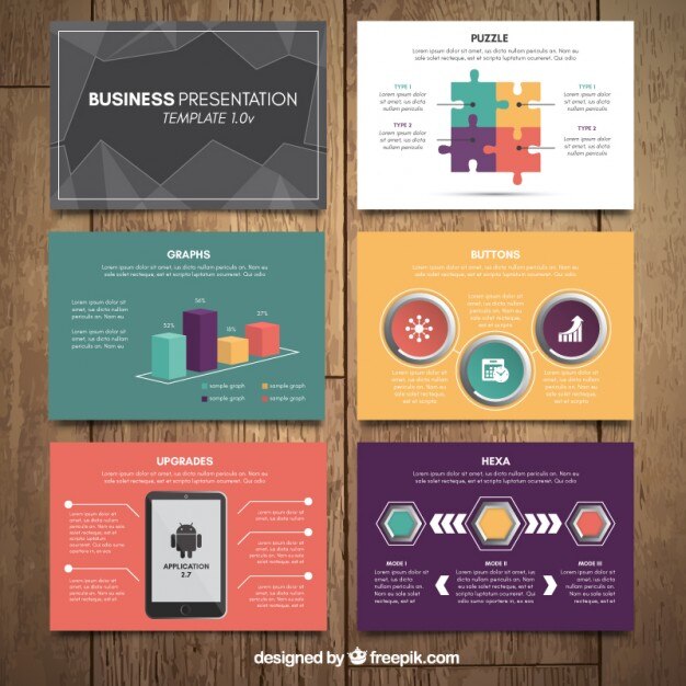 Vector business presentation with charts 