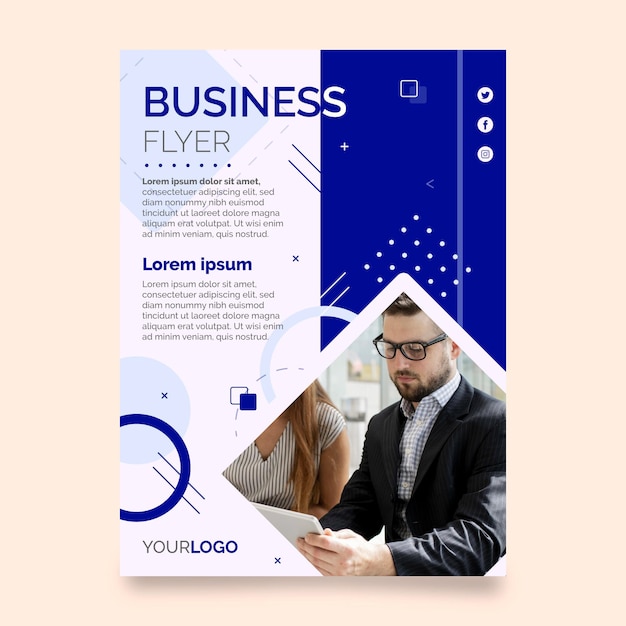 Vector business print template with photo