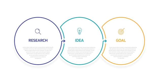 Business proces infographic sjabloon met 3 opties of stappen modern papier lay-outontwerp met dunne lijn vector illustratie grafisch ontwerp