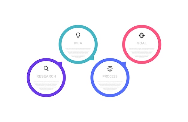 Business proces infographic sjabloon met 4 opties of stappen Dunne lijn ontwerp Vector illustratie grafisch ontwerp