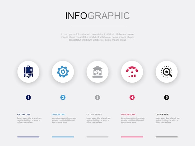 Business process balance performance analysis icons Infographic design template Creative concept with 5 steps